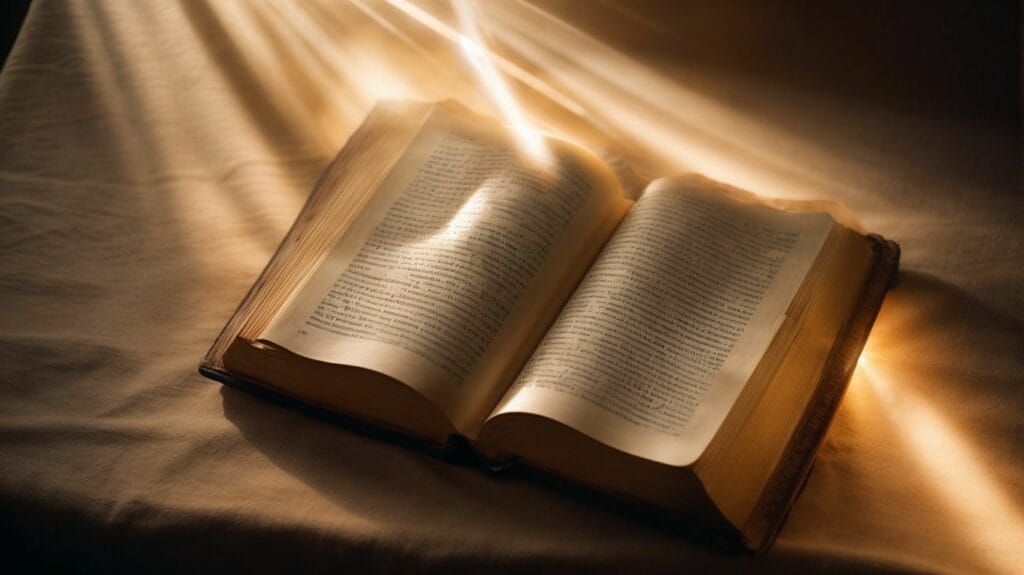 An open book emanating divine light.