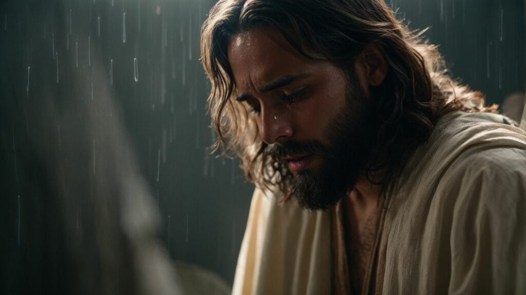 In the pouring rain, Jesus wept.
