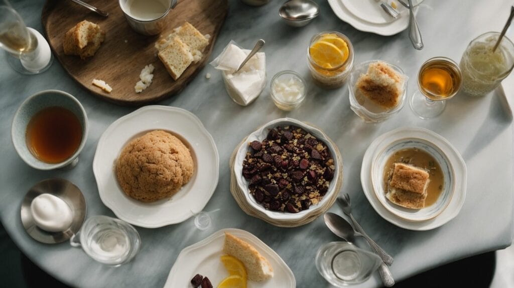 A table full of plates, cups, and utensils ready for a feast.