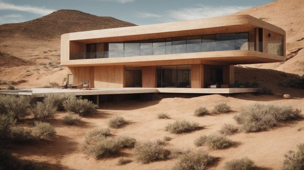 An inspiring wooden house in the middle of the desert, a testament to Joshua 1:9.