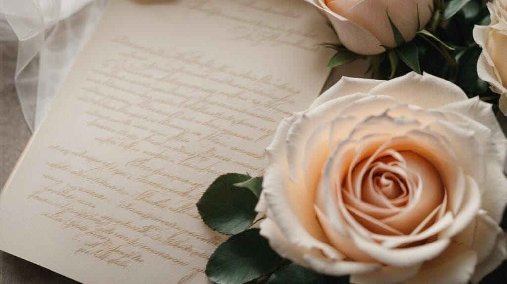 A wedding invitation adorned with beautiful roses.